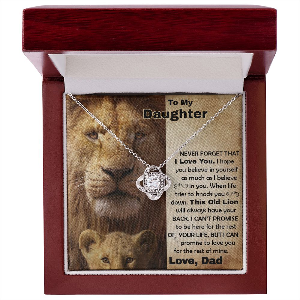 Daughter Old Lion Back Love Knot Necklace