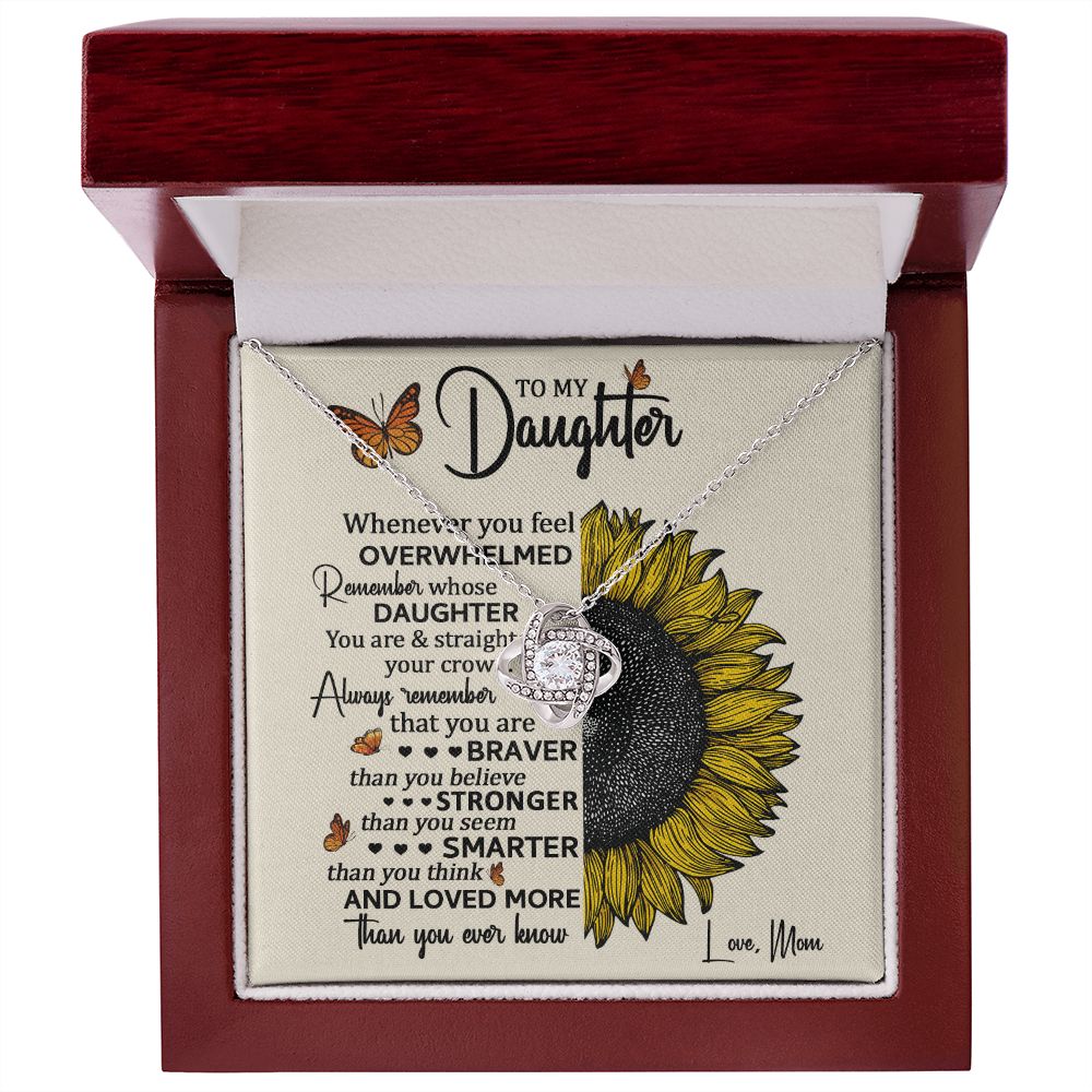 Daughter Sunflower Remember Love Knot Necklace