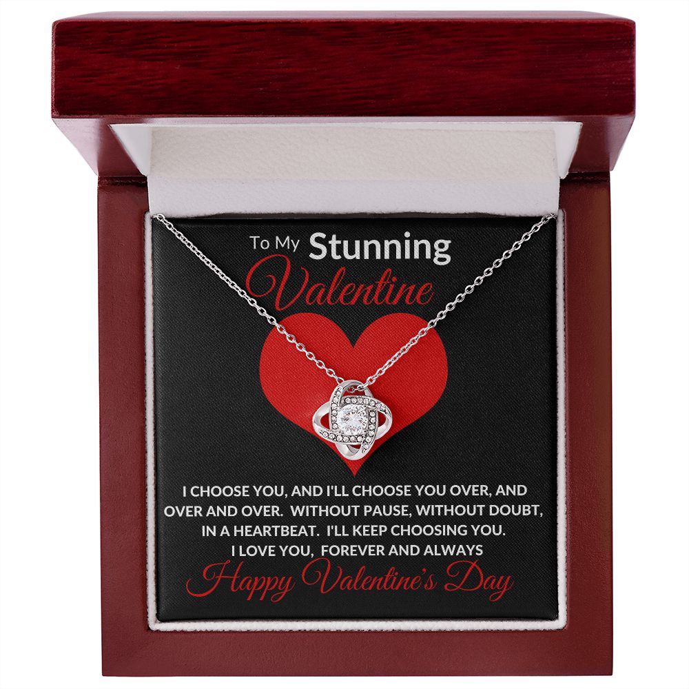 Stunning Valentine BLK Love Knot Necklace