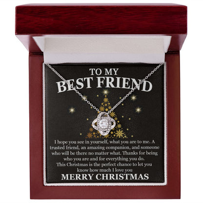 Best Friend Gold XMAS Tree Love Knot Necklace