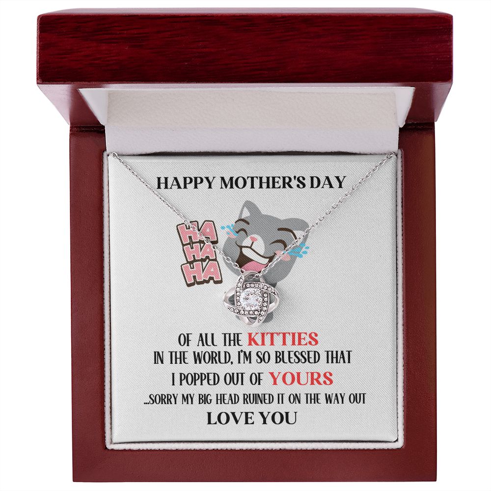 Happy Mother's Day Your Grey Kitty Love Knot Necklace