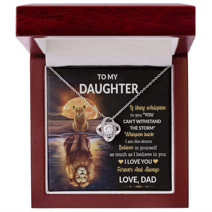 Daughter Lion Storm Whisper Love Knot Necklace