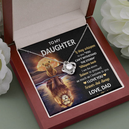 Daughter Lion Storm Whisper Love Knot Necklace