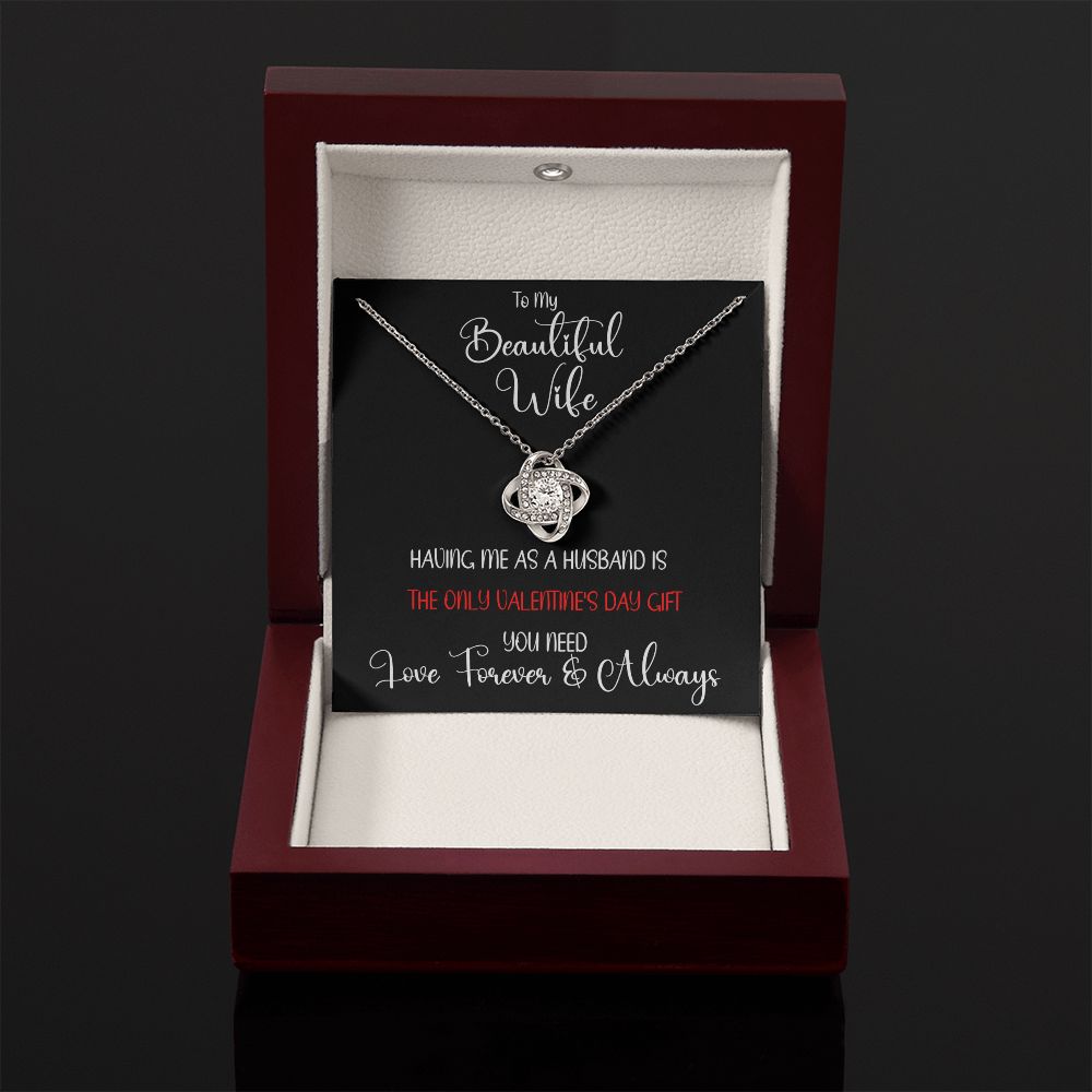 Beautiful Wife Only Gift Love Knot Necklace White