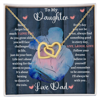 Dad Daughter Hug/ Interlocking Hearts Necklace