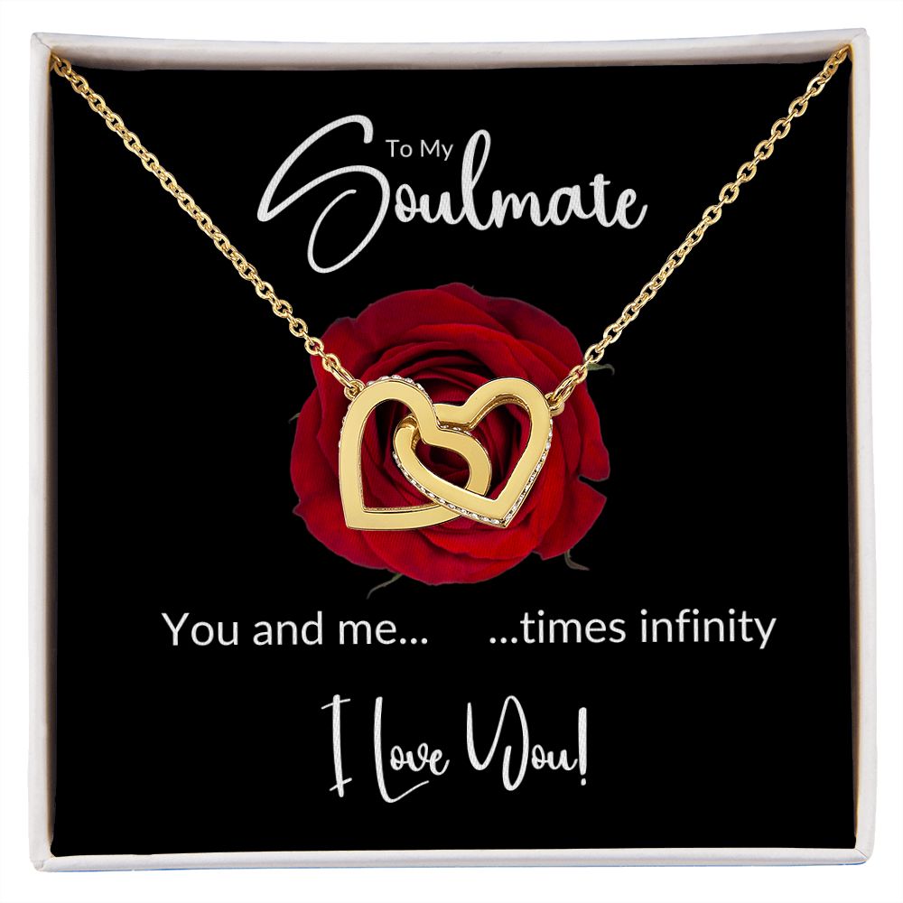 Soulmate Red Rose Infinity Interlocking Hearts Necklace
