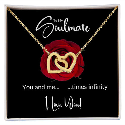 Soulmate Red Rose Infinity Interlocking Hearts Necklace