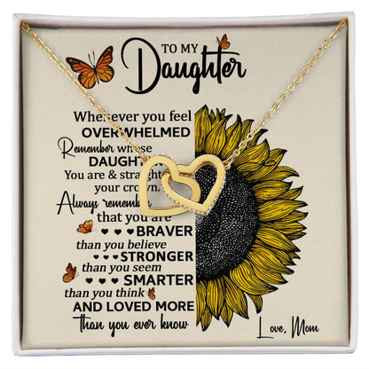Daughter Sunflower Remember Interlocking Hearts Necklace