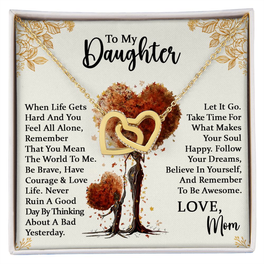 Daughter Be Awesome Interlocking Hearts Necklace