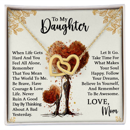 Daughter Be Awesome Interlocking Hearts Necklace
