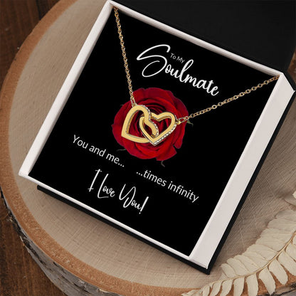 Soulmate Red Rose Infinity Interlocking Hearts Necklace
