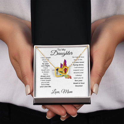 Daughter Hummingbird Soul Desires Interlocking Heart Necklace