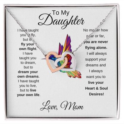 Daughter Hummingbird Soul Desires Interlocking Heart Necklace