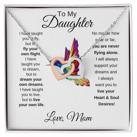 Daughter Hummingbird Soul Desires Interlocking Heart Necklace