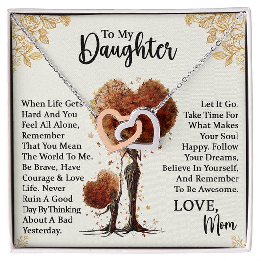 Daughter Be Awesome Interlocking Hearts Necklace