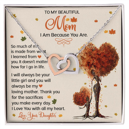 Mom Daughter I AM Interlocking Hearts Necklace