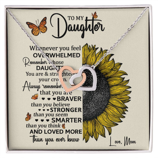Daughter Sunflower Remember Interlocking Hearts Necklace