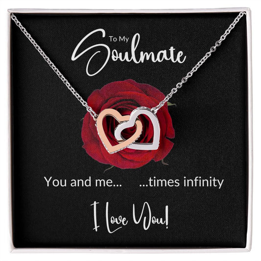Soulmate Red Rose Infinity Interlocking Hearts Necklace
