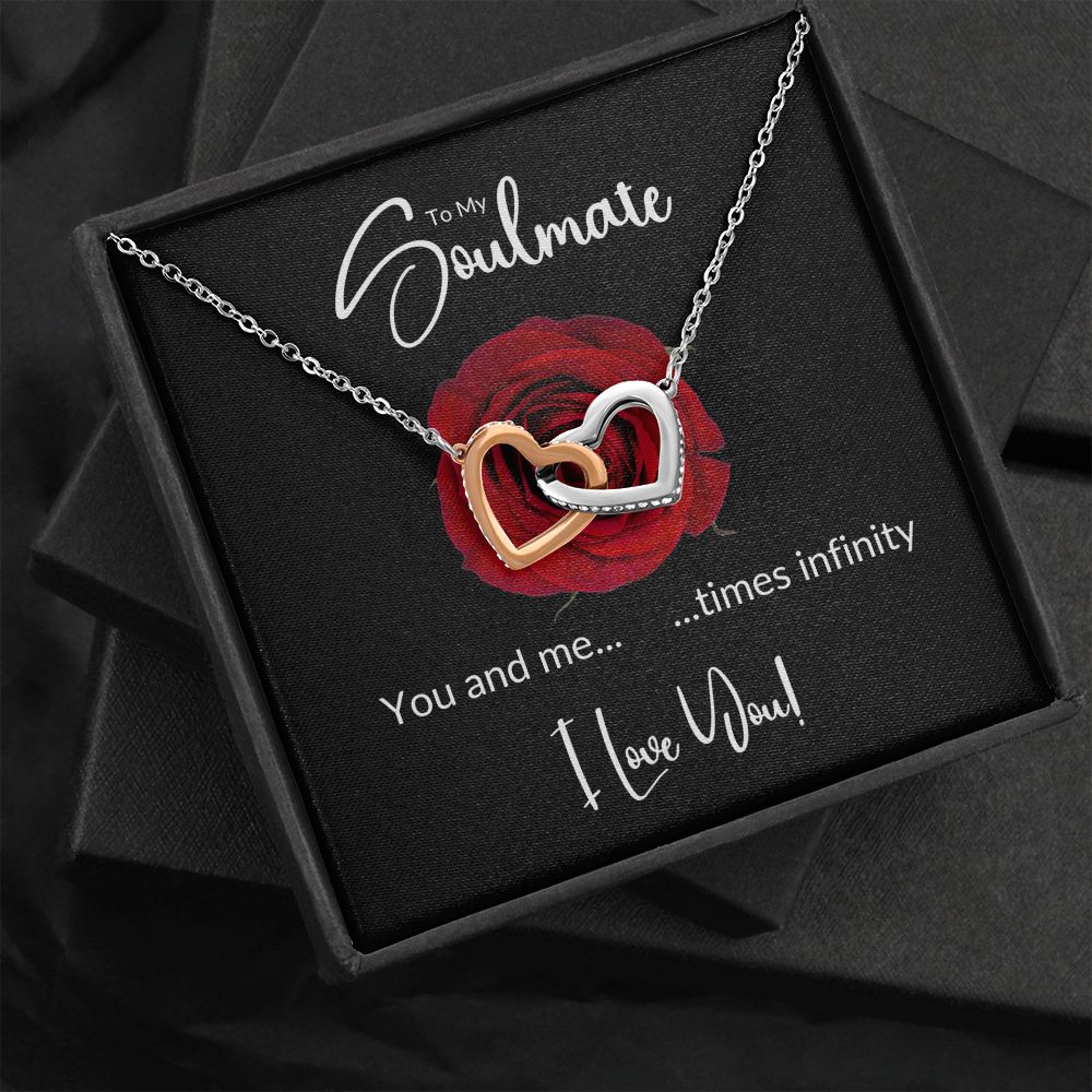 Soulmate Red Rose Infinity Interlocking Hearts Necklace