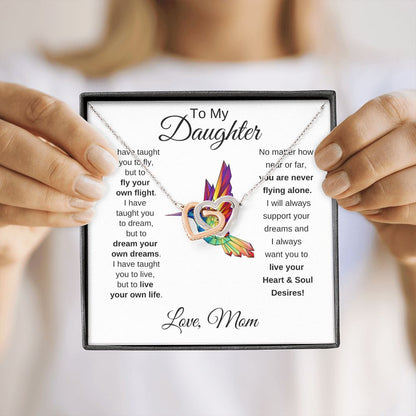 Daughter Hummingbird Soul Desires Interlocking Heart Necklace