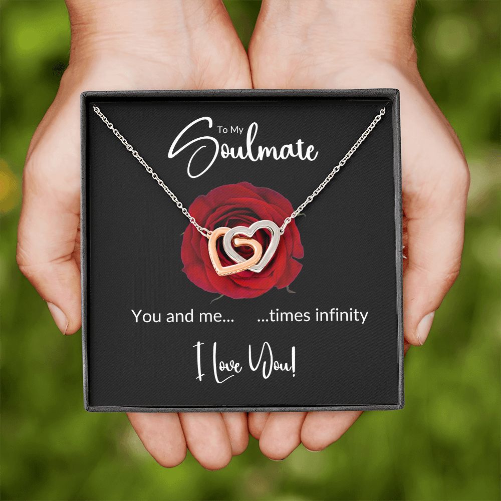 Soulmate Red Rose Infinity Interlocking Hearts Necklace