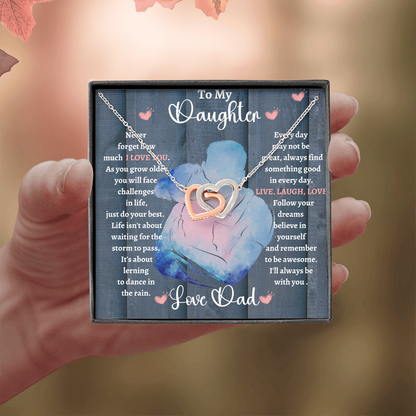 Dad Daughter Hug/ Interlocking Hearts Necklace