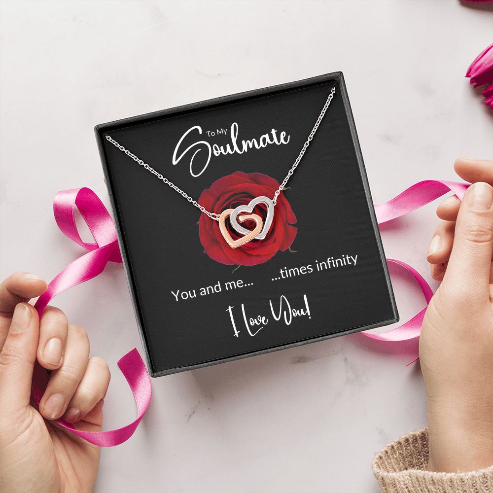 Soulmate Red Rose Infinity Interlocking Hearts Necklace