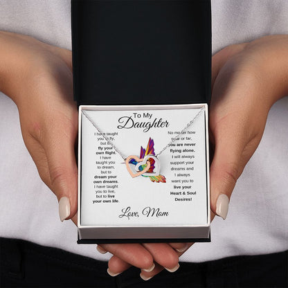 Daughter Hummingbird Soul Desires Interlocking Heart Necklace