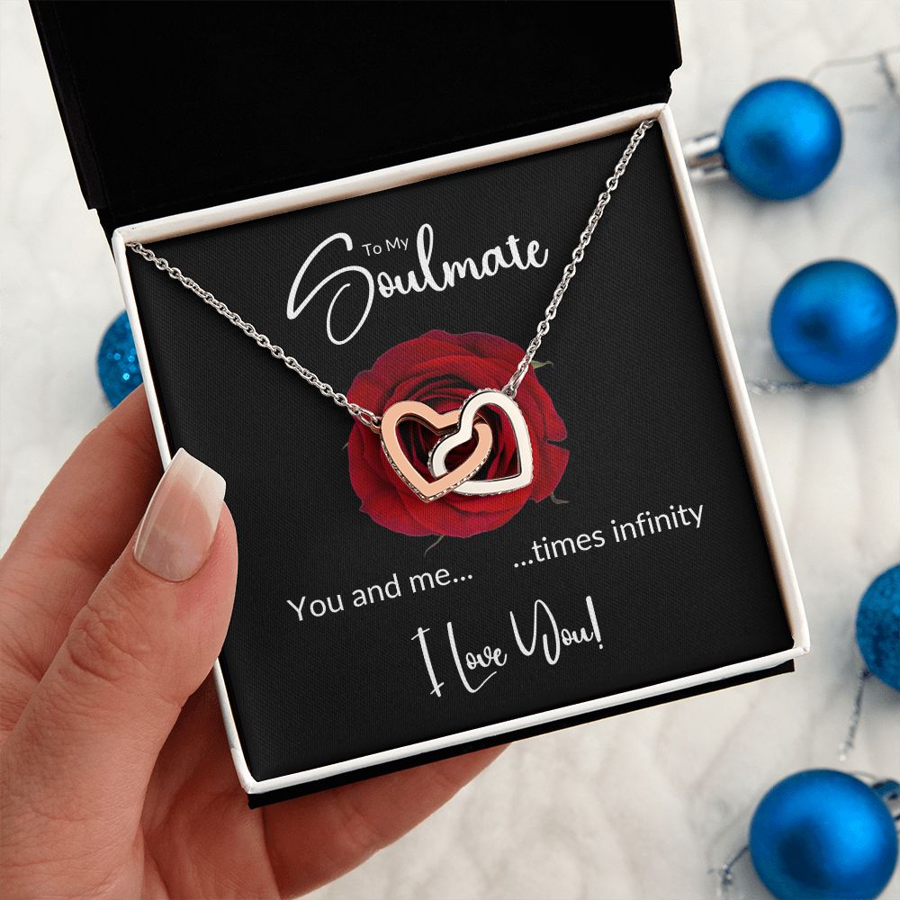 Soulmate Red Rose Infinity Interlocking Hearts Necklace