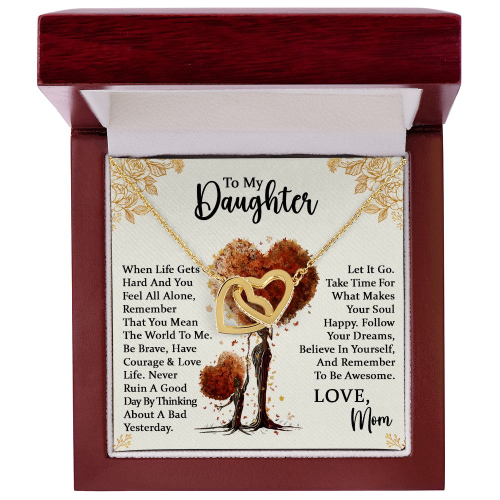 Daughter Be Awesome Interlocking Hearts Necklace