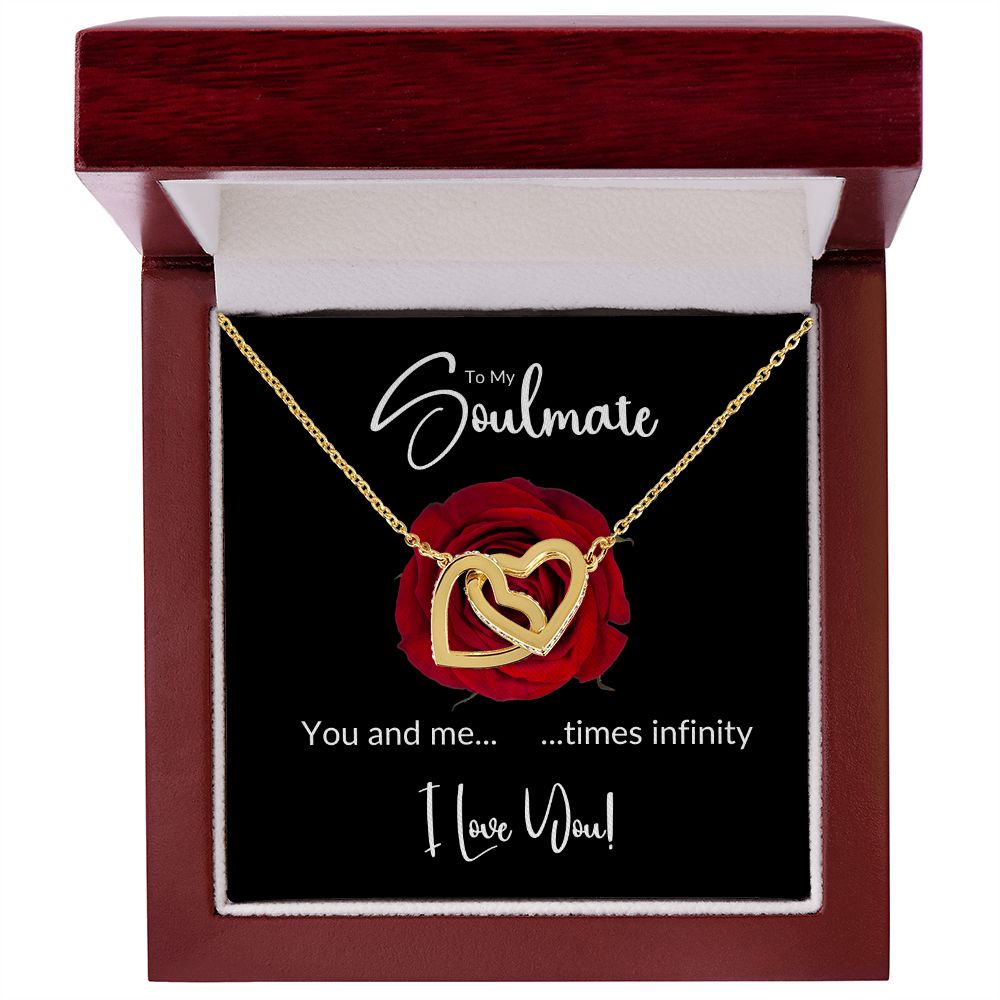 Soulmate Red Rose Infinity Interlocking Hearts Necklace