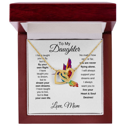 Daughter Hummingbird Soul Desires Interlocking Heart Necklace
