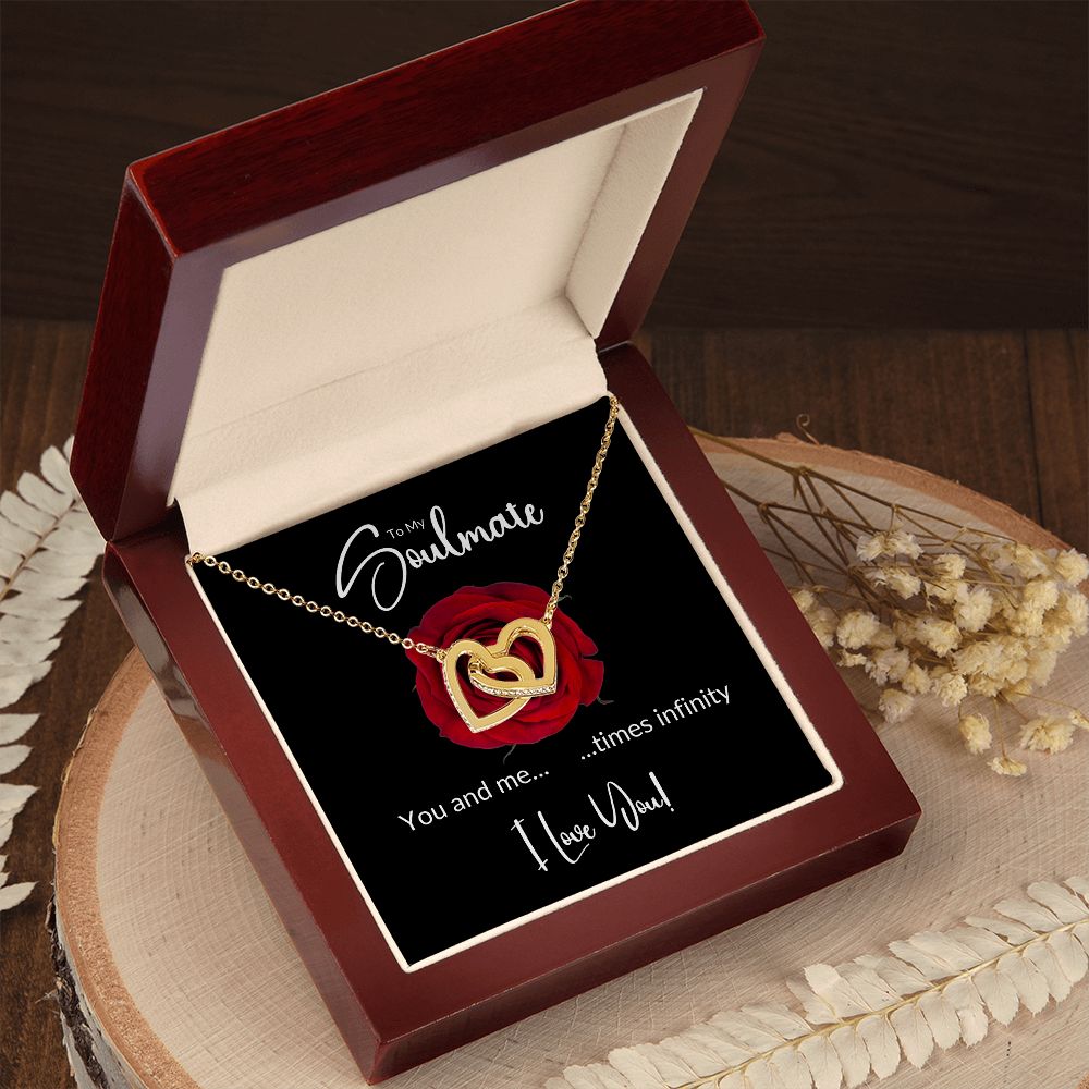 Soulmate Red Rose Infinity Interlocking Hearts Necklace