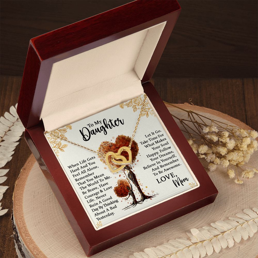 Daughter Be Awesome Interlocking Hearts Necklace