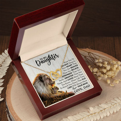 Daughter Dad Old Lion Believe Interlocking Hearts Necklace