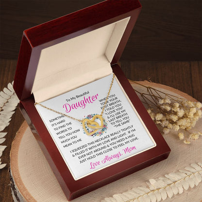 Beautiful Daughter Mom Pink / Interlocking Hearts Necklace