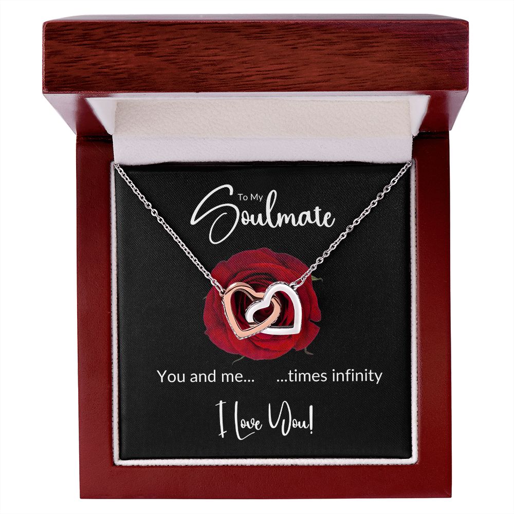 Soulmate Red Rose Infinity Interlocking Hearts Necklace