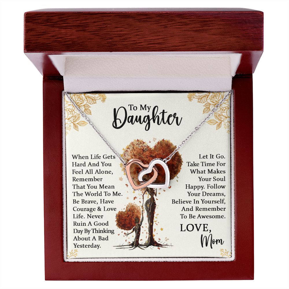 Daughter Be Awesome Interlocking Hearts Necklace