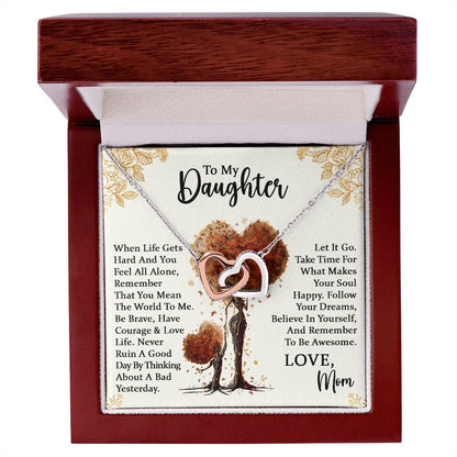 Daughter Be Awesome Interlocking Hearts Necklace
