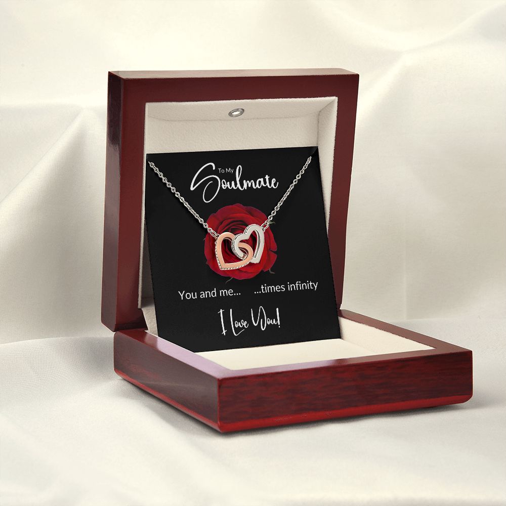 Soulmate Red Rose Infinity Interlocking Hearts Necklace