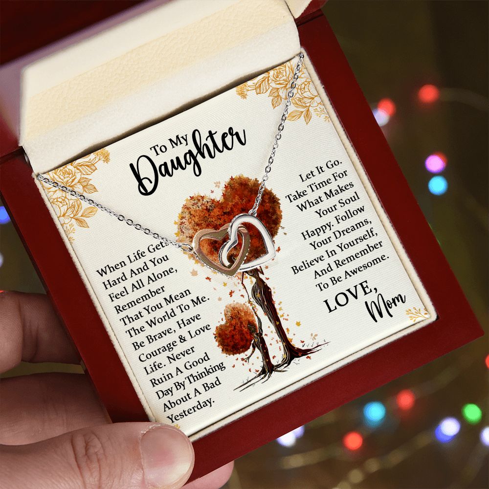 Daughter Be Awesome Interlocking Hearts Necklace