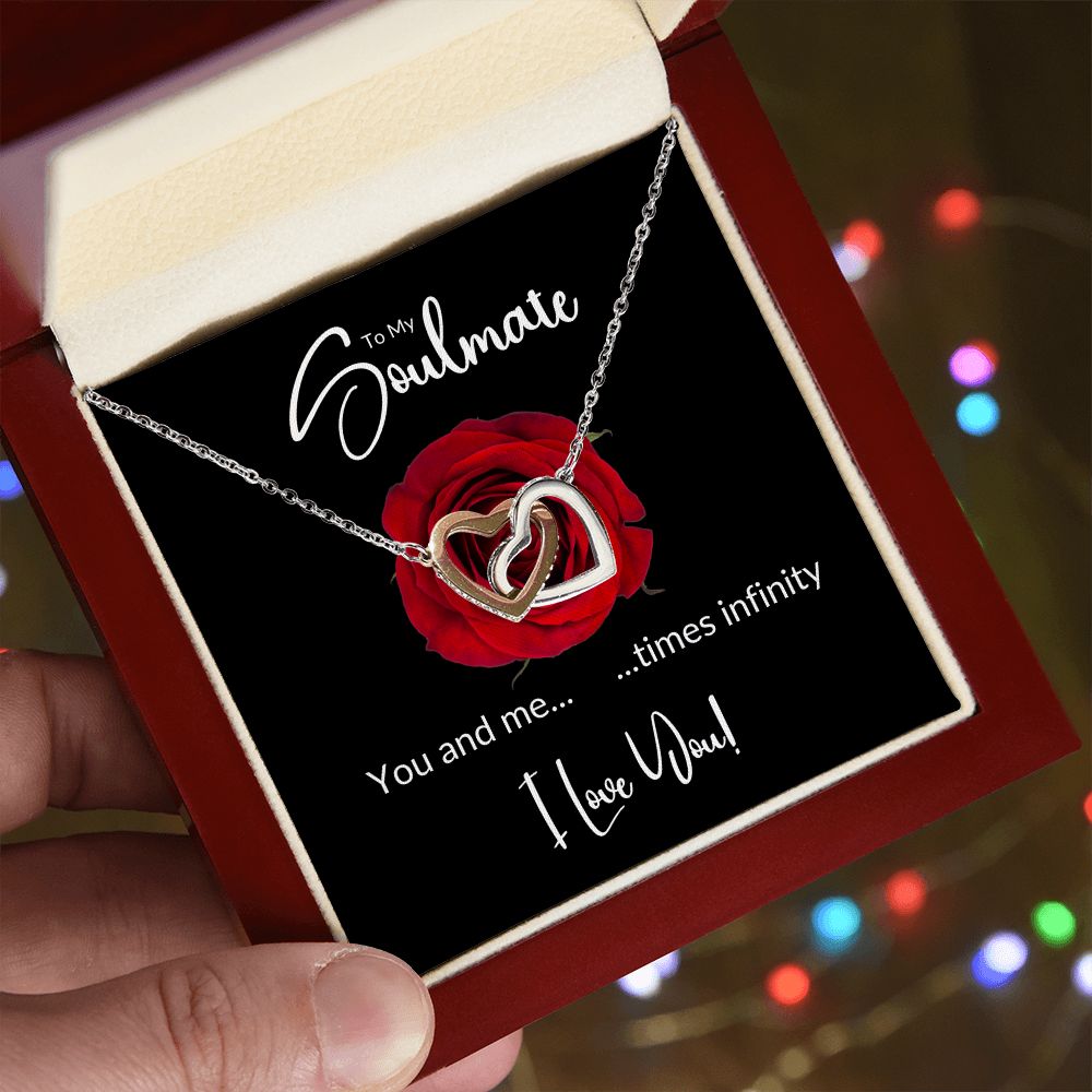 Soulmate Red Rose Infinity Interlocking Hearts Necklace