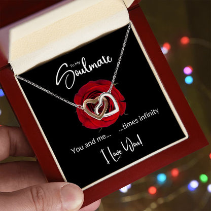 Soulmate Red Rose Infinity Interlocking Hearts Necklace