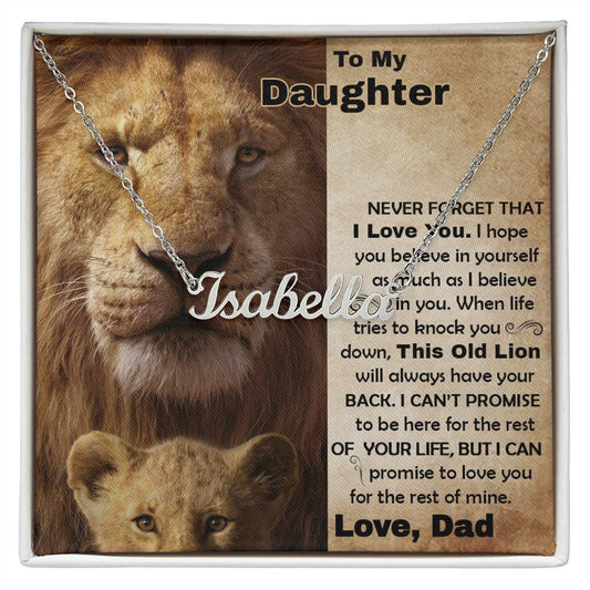 Daughter Old Lion Custom Name Necklace