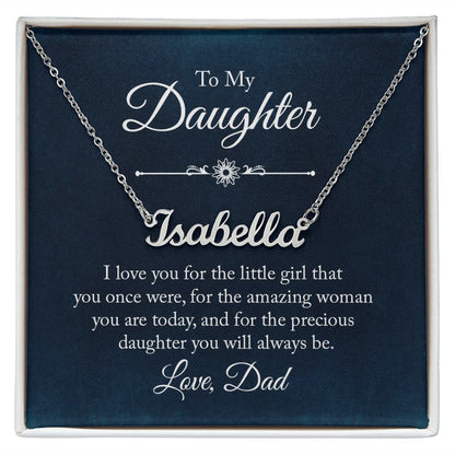 Daughter Dad Blue Customized Name Necklace