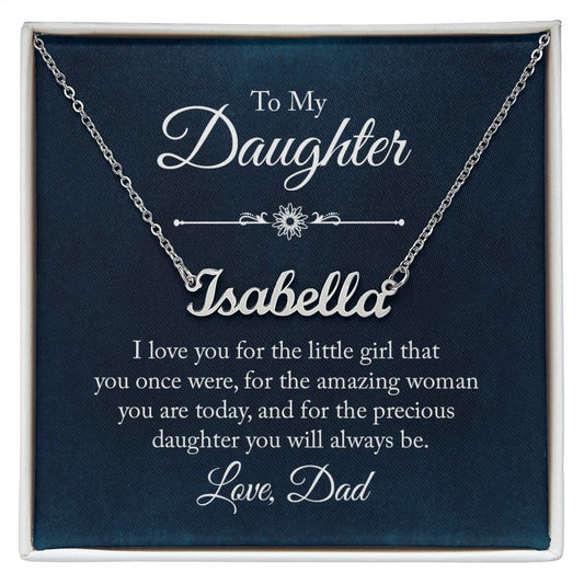 Daughter Dad Blue Customized Name Necklace