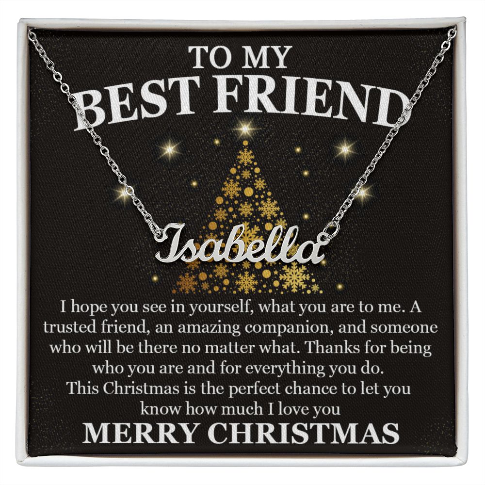 Best Friend Gold XMAS Tree Custom Name Necklace