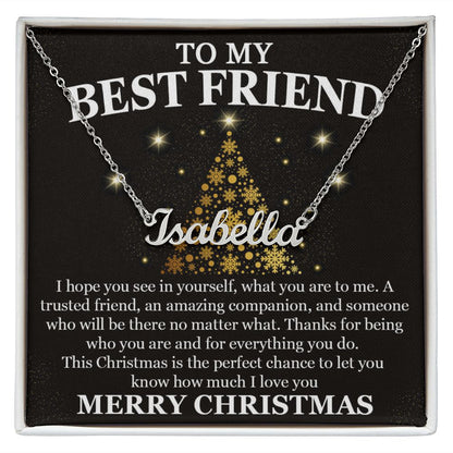 Best Friend Gold XMAS Tree Custom Name Necklace
