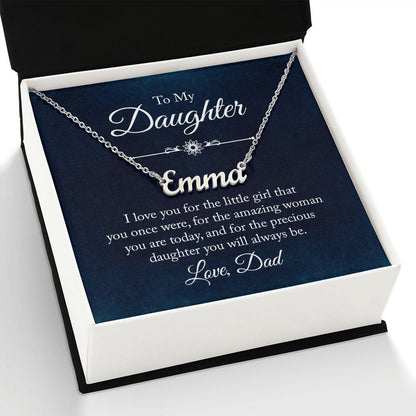 Daughter Dad Blue Customized Name Necklace