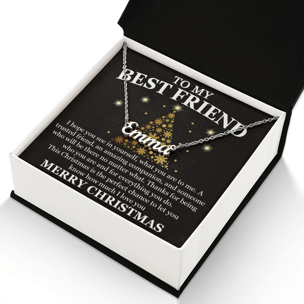 Best Friend Gold XMAS Tree Custom Name Necklace